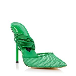 Jessica Rich Women's 36 Strappy Mesh Pointed Toe Ankle Tie Kelly Green 5” Heel